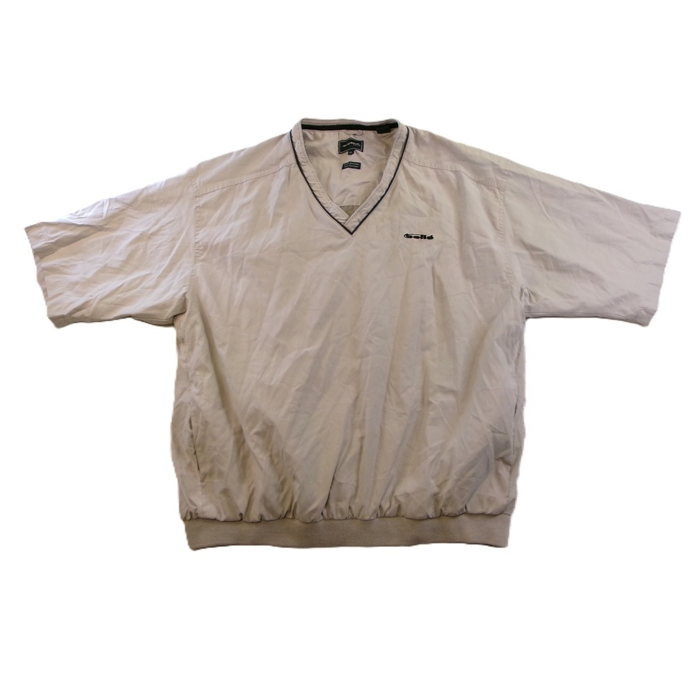 Bolle Golf Windshirt Mens XL‎ Beige Short Sleeve V-Neck Water Resistant